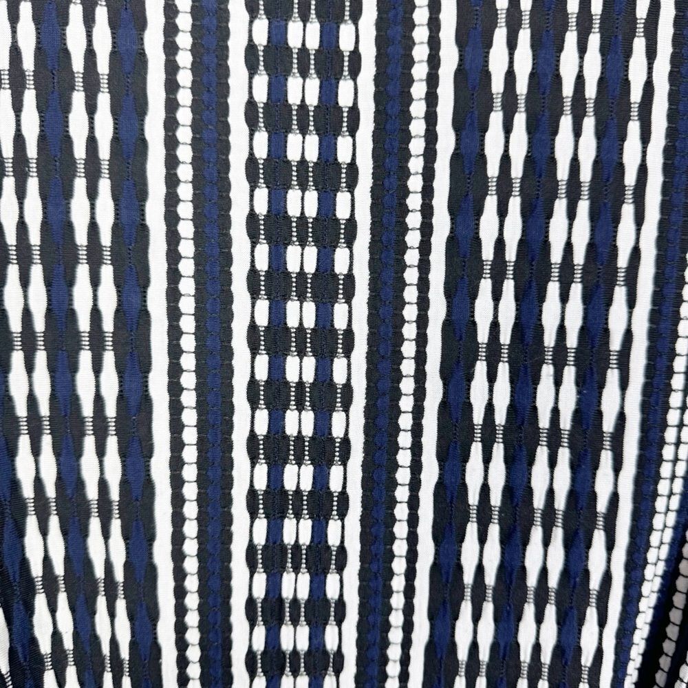 TORY BURCH | Jacquard Striped Navy Blue Long Sleeve Wrap Dress Women’s Size M - Picture 11 of 14